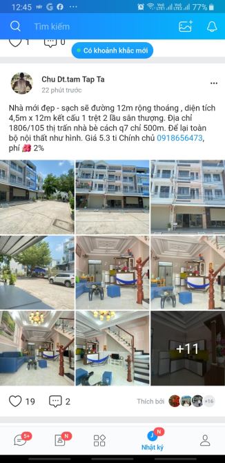 Bán nhà đường 12m hẻm 1806 Huỳnh Tấn Phát, NB, Dt 4,5x12m, 3 lầu. Giá 5,3 tỷ - 16