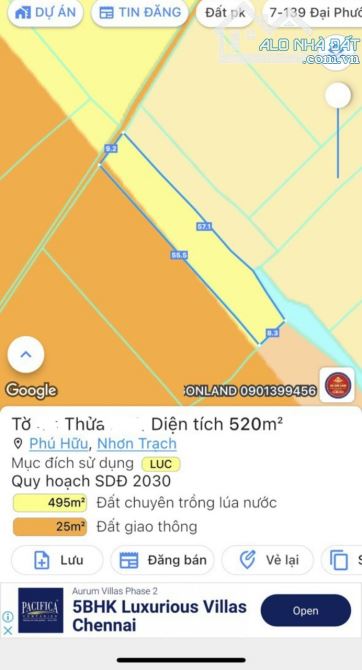 Đất xã Phú Hữu #5, DT:520m2, xe hơi nằm trong đất, Giá chỉ 1ty8 - 1