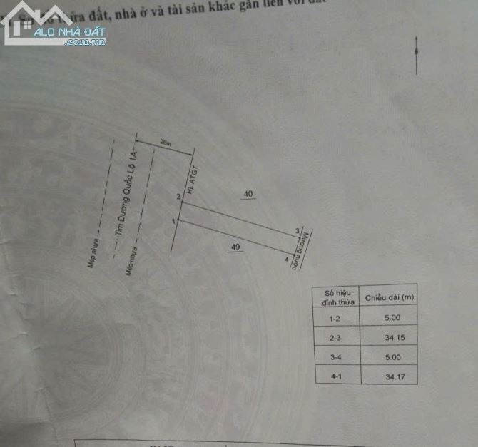 CHÍNH CHỦ BÁN LÔ ĐẤT MẶT TIỀN QUỐC LỘ 1A, THỊ TRẤN PHÙ MỸ, BÌNH ĐỊNH - DT 170,8M2