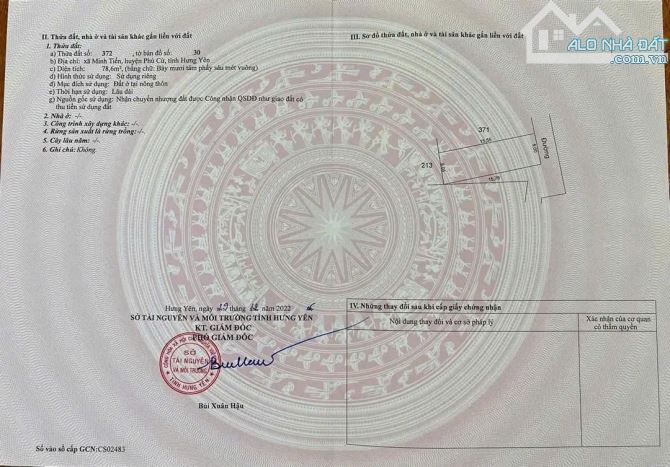 Bán đất Phù Cừ Hưng Yên giá đầu tư, cạnh dự án khu du lịch.