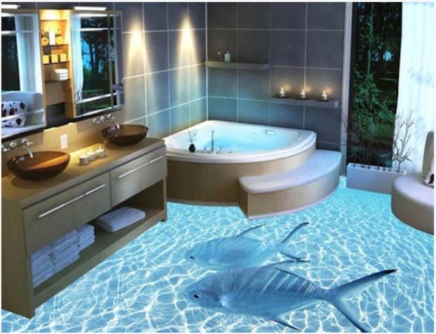 10 mẫu phòng tắm đẹp với sàn nhà 3D