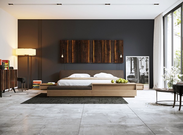 Phòng ngủ màu đen với những đường nét tinh tế, sang trọng và hiện đại
