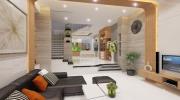 Thiết kế nhà ống theo phong cách hiện đại ốp gỗ
