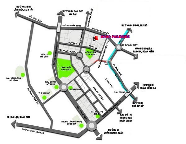 Bản đồ vị trí dự án CC1 Hà Đô Parkside tại Khu đô thị Dịch Vọng, quận Cầu Giấy Hà Nội