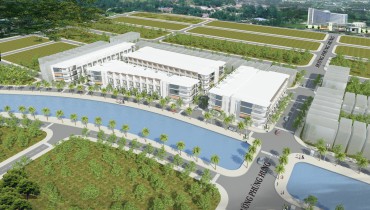 Phối cảnh khu dân cư Phùng Hưng Đà Nẵng với dãy nhà phố bên mặt nước