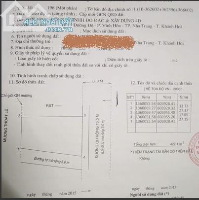 Cần tiền bán gấp lô đất 400m2 3 mặt tiền khu Vĩnh Hòa - 1
