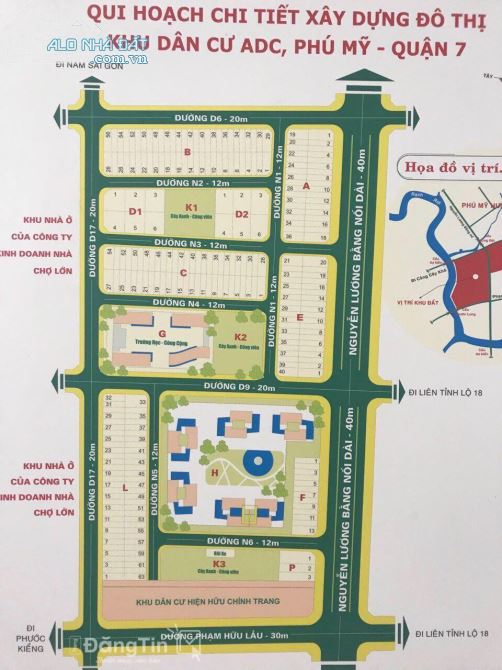 BÁN ĐẤT ADC NGUYỄN LƯƠNG BẰNG, Q7 DT: 5X20M (100M2), Giá 52tr/m2 Xây dựng ngay.