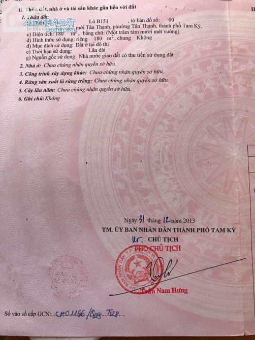 Cần tiền bán nhanh lô đất mt Đường Yết Kiêu, khu phố mới Tân Thạnh, tp Tam Kỳ. - 1