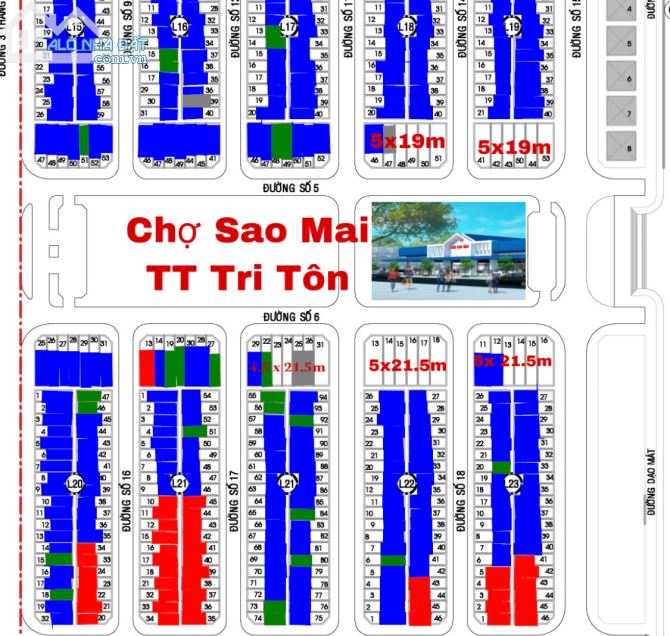 Bán nền Đô thị cao cấp Sao Mai Tri Tôn, An Giang