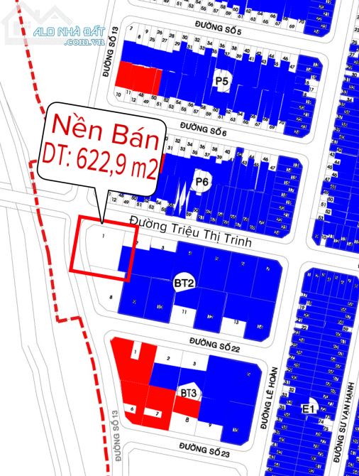 Bán nền biệt thự đẹp đường Triệu Thị Trinh, Tp Long Xuyên