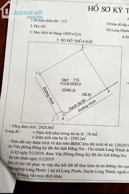 BÁN 2 sào đất ngay KCN Long Phước, lô góc 2 mặt tiền vuông vức cực đẹp, có thổ cư. - 1