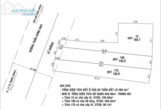 Bán Nhà và Đất Mặt Tiền Đường Trần Hưng Đạo Cần Thơ ngang 12m giá dưới 70 tỷ Có 505m2 Thổ