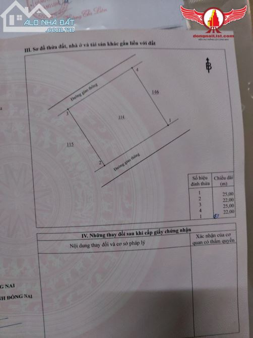 Bán đất P.Tam Phước - TP.Biên Hòa. Gần vòng xoay. ngang 25 dài 22m (550m2) Có 2 mặt tiền - 1