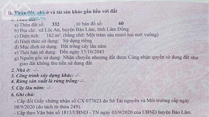 Bán 162m (thổ cư 100m) đất Lộc An, Bảo Lâm, Lâm Đồng