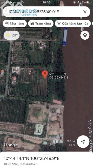 Bán đất mặt tiền sông Vàm Cỏ Đông, Diện tích 5700m2. giá 7ty410tr - 1