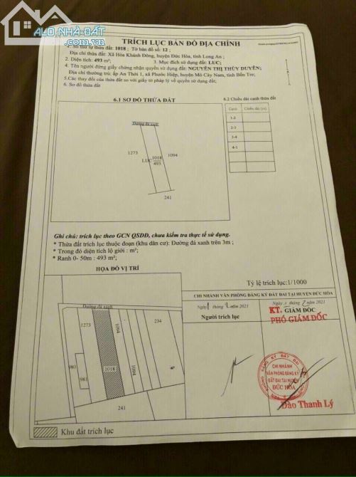 Bán đất lúa xã Hòa Khánh Đông Đức Hòa Dt 10x50m đường xe hơi - 2