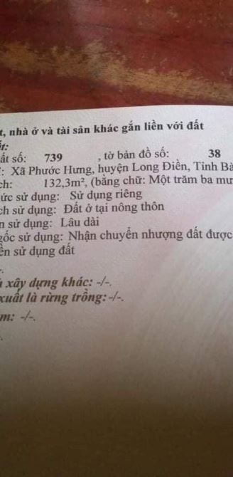 mặt tiền đường nhựa khu A 133m thổ cư 100% giá 2 tỉ50 bớt lộc chuyên nhà đất xã phước hưng