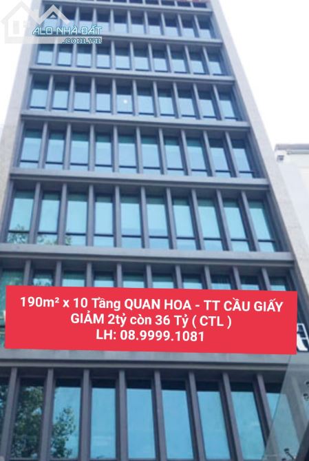 💥36 tỷ💥🏬190m² 10TẦNG Phố QUAN HOA - THANG MÁY - THIẾT KẾ HIỆN ĐẠI - FULL NỘI THẤT