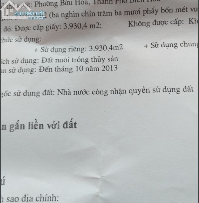 Bán đất ao 32*110, sổ đỏ riêng, giá 4tr/m2 - 3