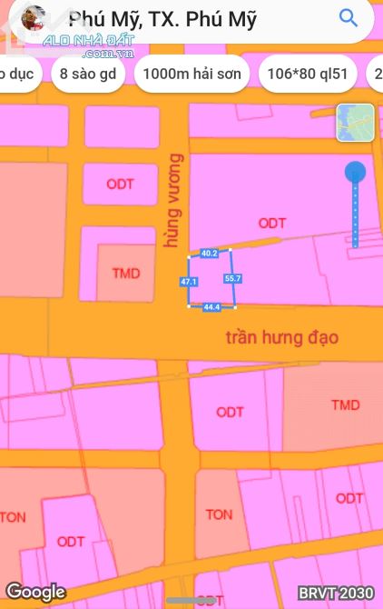 Lô góc hùng vương-trần hưng đạo, 2200m2 có 1180 tc, trung tâm phú mỹ. - 1