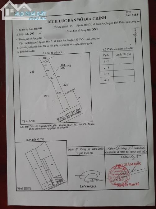 Bán đất full thổ Cầu An Hoà Thủ Thừa Long An - 3