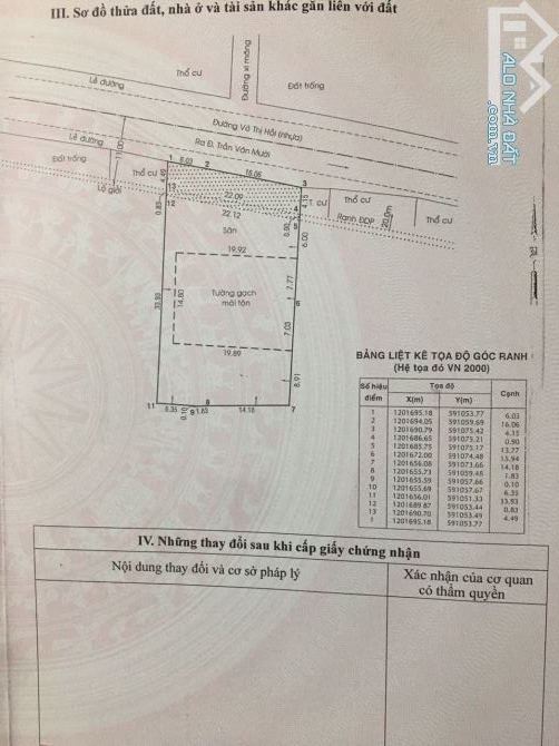 KHO  MẶT TIỀN Đ. VÕ THỊ HỒI DT:  TC: 821m