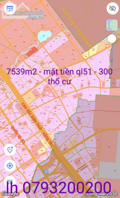 bán đất mặt tiền ql51- phước thái- long thành, dt 7539m2, mt 42m, nở hậu. 300m thổ cư.