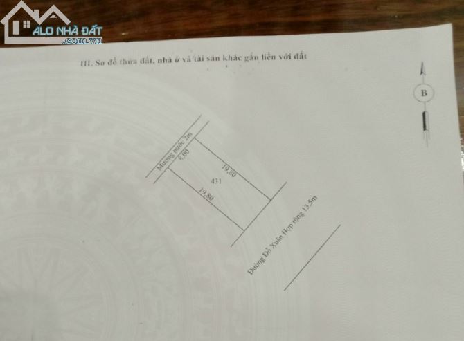 Đất Mặt tiền Đỗ Xuân Hợp, Phú Bài, Hương Thủy.  Đường 13,5m. Hướng Đông Nam Dt: 158m2  Giá - 1