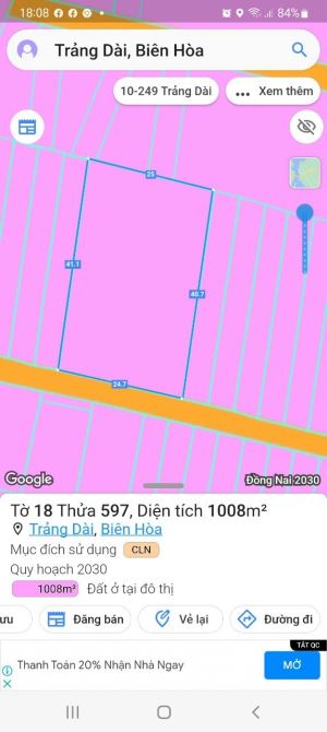 Bán 1000m2 (1 sào) tại Trảng Dài-Biên Hòa-Đồng Nai