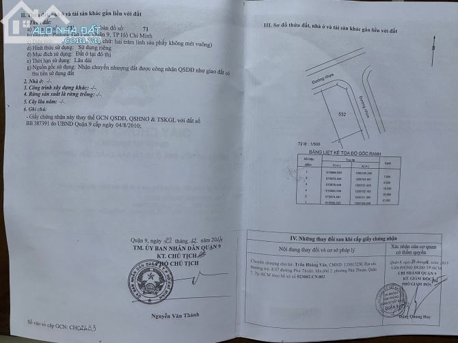 Bán đất 2 mặt tiền đường 671 Hoàng Hưu Nam, Phường Long Thạnh Mỹ, Quận 9 , DT: 10 x 21 = - 4