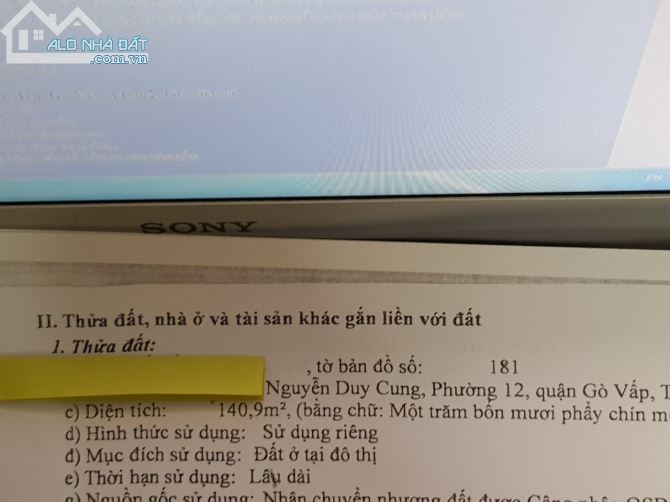 BÁN GẤP, Bán đất đường Nguyễn Duy Cung, Gò Vấp, 7x20m, Giá 6 tỷ - 1