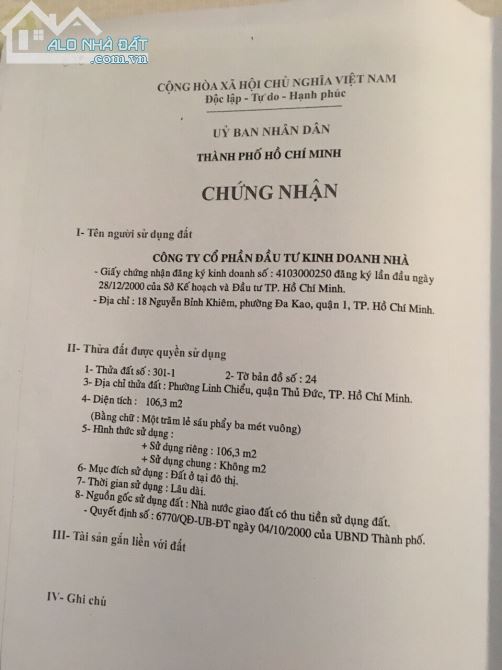 Bán Đất Hoàng Diệu 2, Phường linh Chiểu ,Thủ Đức. 106 m2, giá: 6.8  tỷ - 2