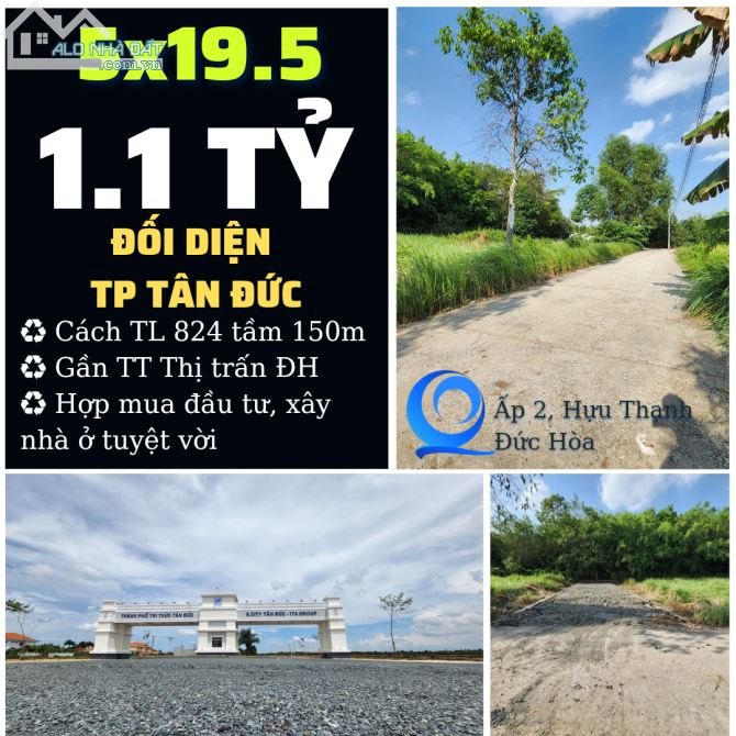 Đất đầu tư 1.1 tỷ. Đối diện Thành phố tri thức Tân Đức.