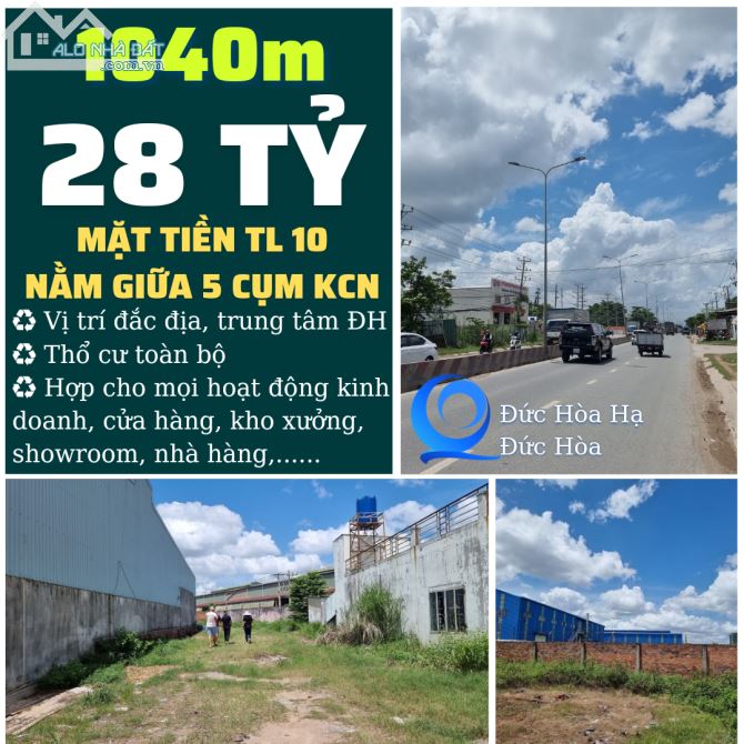 1040m Mặt Tiền Tỉnh Lộ 10 giá 28 tỷ. Sát Sài Gòn. Khu Trung Tâm