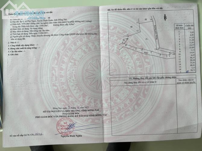 VƯỜN BƯỞI 3593M2 KHU DÂN CƯ,SUỐI BAO QUANH,CÁCH QUỐC LỘ 20 CHỈ 800M CHỈ 2TY85