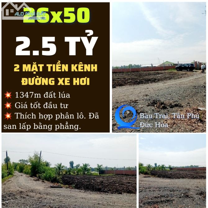 36x50 giá 2.5 tỷ. 2 mặt tiền đường xe hơi. Bàu Trai, Tân Phú