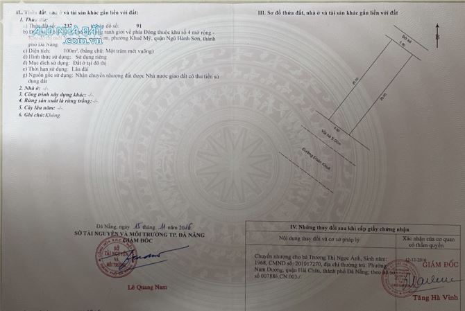 Bán đất Đoàn Khuê - 100m2, gần sông, Khuê Mỹ, Đà Nẵng