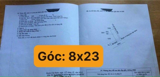 Bán đất thổ cư Ấp 1 - Long Định - Cần Đước - Long An. Diện tích 195m2 giá 1tỷ550 - 2