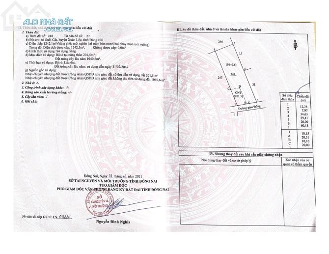 Bán đất xã suối cát huyện Xuân Lộc tỉnh đồng Nai