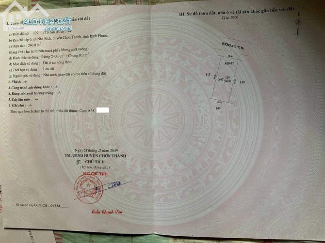 2 Lô TĐC ấp 6 xã Nha Bích - Chơn Thành – 5m - 10m giá rẻ nhất thị trường - 1