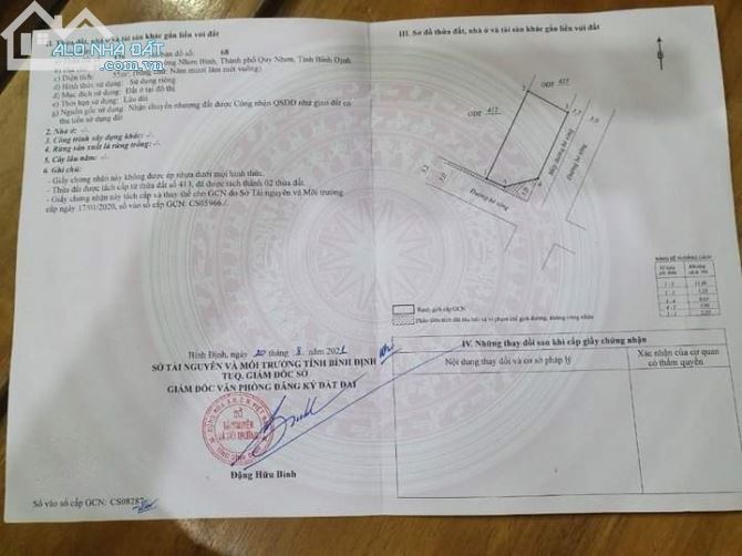 Bán lô đất góc chợ dinh giá 1ty550