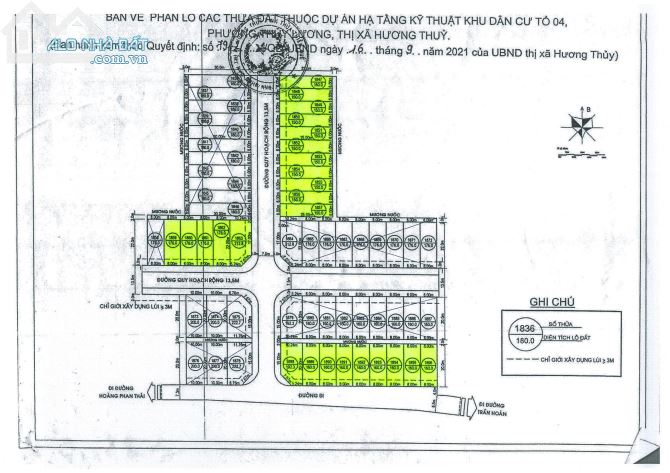 Bán 160m2 đất Khu HTKT Thủy Lương, mặt tiền đường Hoàng Minh Đạo, Thủy Lương, Huế.