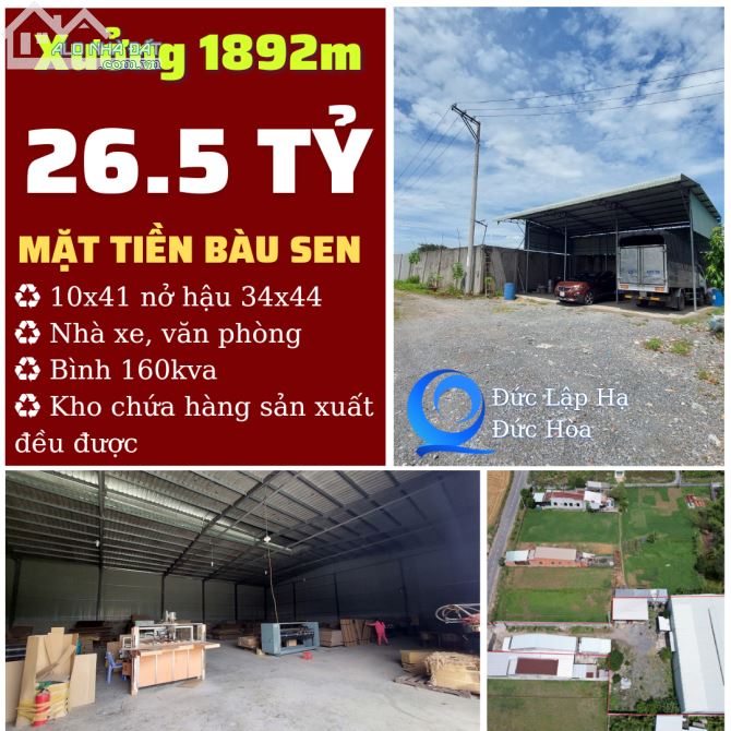 Xưởng 1892m giá 26.5 tỷ. MT Bàu Sen. Nhà xe, văn phòng, bình 160kva - 5