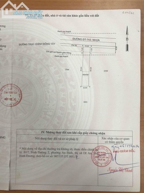BÁN MẶT TIỀN DT 743A TÂN ĐÔNG HIỆP DĨ AN, DT 10X56M GIÁ 17.5 TỈ - 2