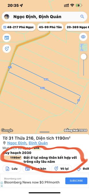 GẤP LÔ ĐẤT VƯỜN GIÁ CỰC KÌ TỐT QUI HOẠCH ĐẤT Ở NÔNG THÔN 1190m (12mx99m) CHỈ 750TR