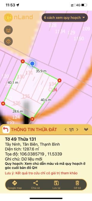 Bán lô đất mặt tiền đường nhựa 5mx25m có thổ cư dân đông thị trấn Tân Biên - 3