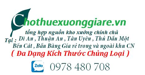 Cho thuê 3.500 m2 kho xưởng trong khu sản xuất Cụm CN Thuận An , Giá : 3 usd/m2 - 3