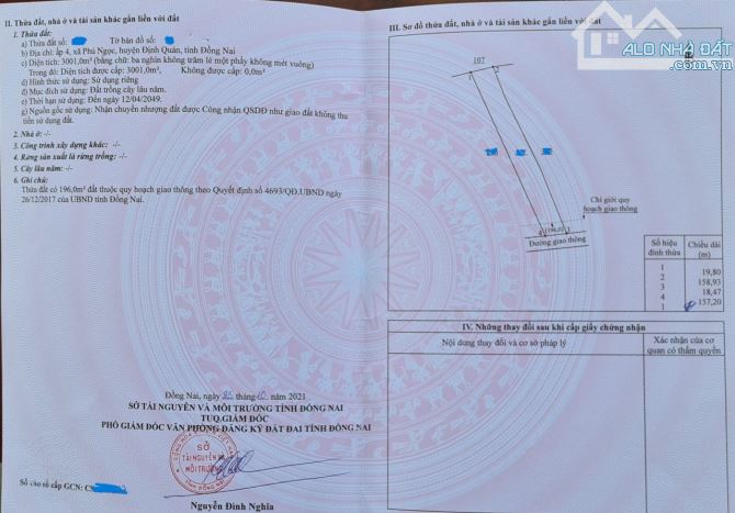 BÁN ĐẤT 1 SẸC QUỐC LỘ 20 3001m2(18mx159m)VƯỜN XOÀI CÁCH QUỐC LỘ 20 2KM CHỈ 1TY1