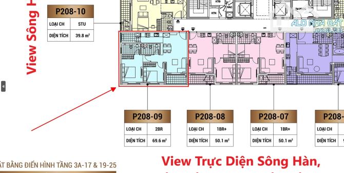 Bán góc 2PN, diện tích 69,6m2, tầng 17 view trực diện Sông Hàn, toà P2 Sun Cosmo Đà Nẵng - 6