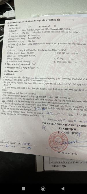 Bán nhà 5*22m trệt 2 lầu. Mt Nguyễn Văn Bứa. Xts hocmon - 1